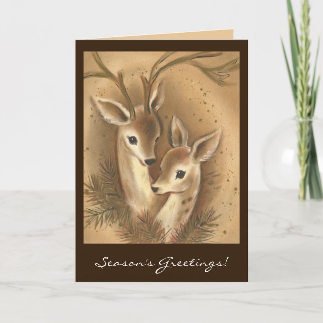 Cartes de Noël Neutral Deer Couple (Devant)