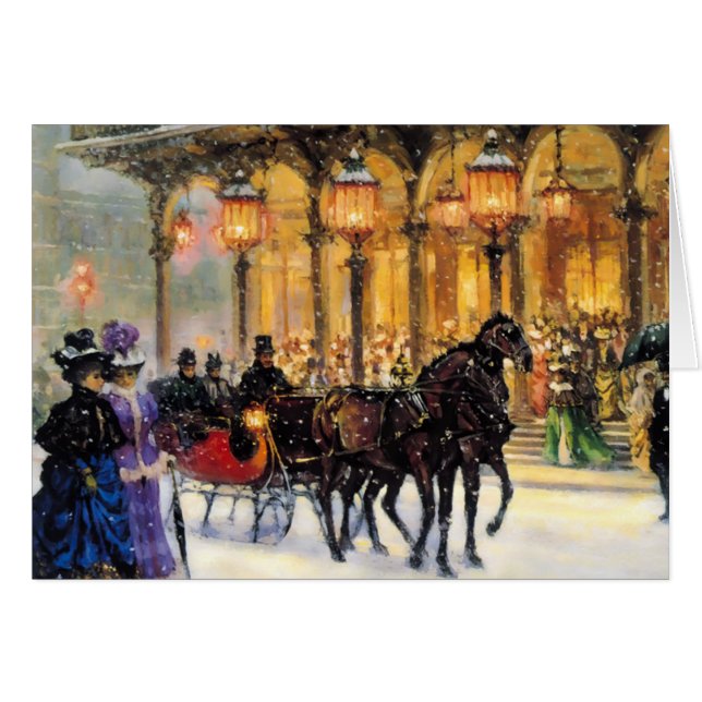 Cartes de Noël Parisiennes vintages (Devant horizontal)