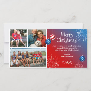 Cartes de Noël Patriotique Photo Personnalisée
