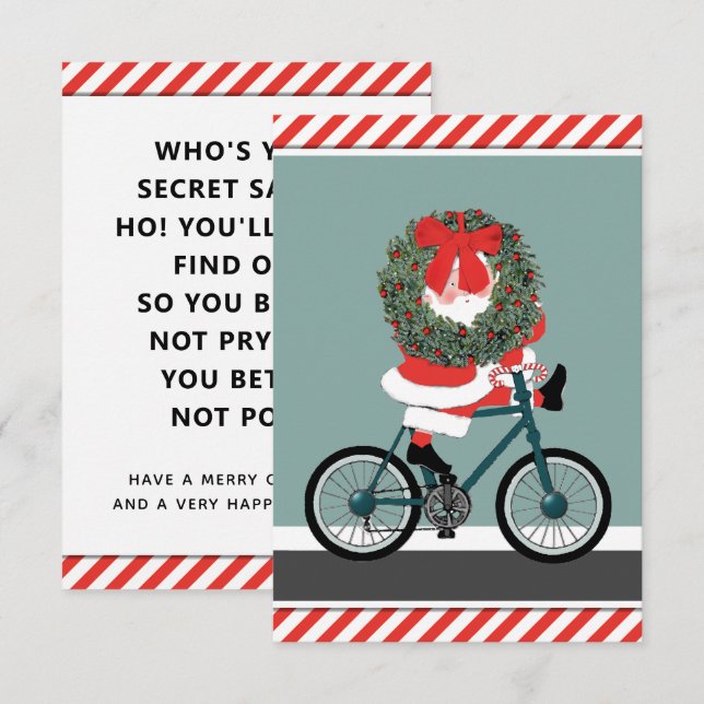 Cartes de Noël Père Noël secrètes (Devant / Derrière)