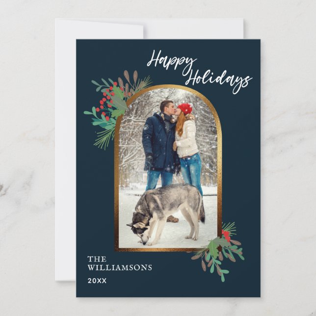 Cartes de Noël personnalisées avec photo Feuillage (Devant)