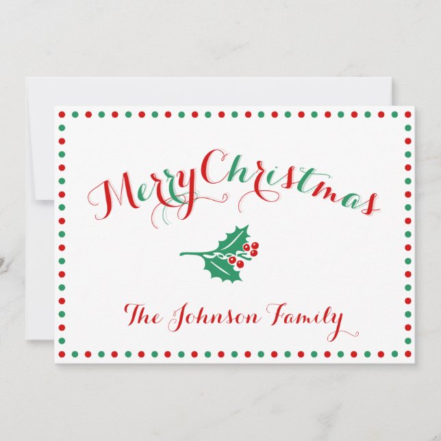Cartes De Noël Personnalisées Blanches, Rouge Et V (Devant)