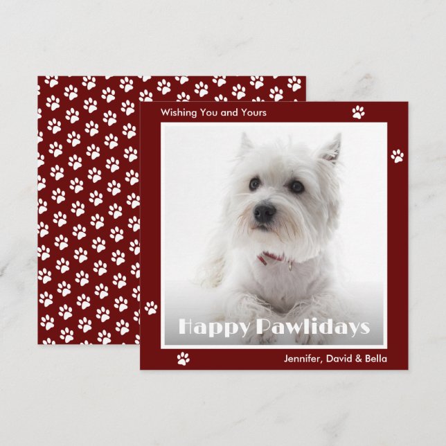 Cartes de Noël photo de chien Westie (Devant / Derrière)