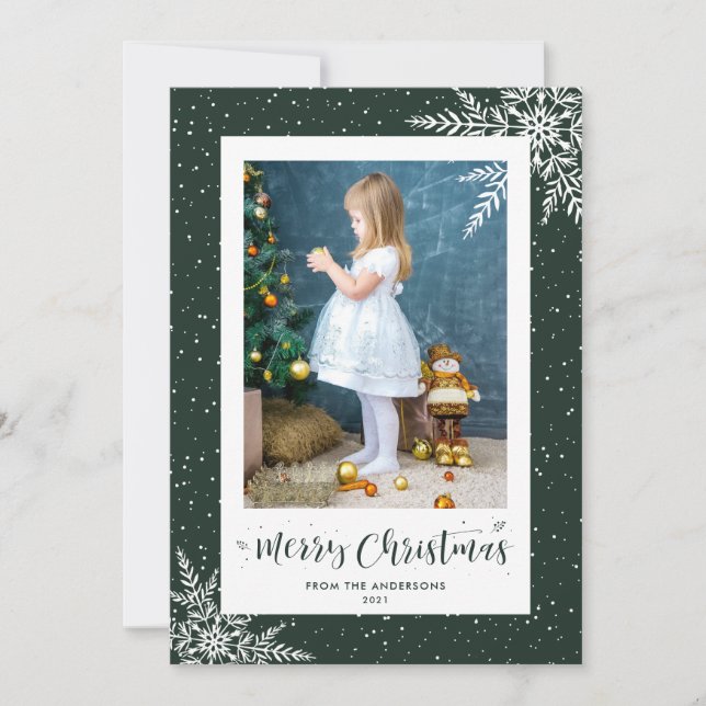 Cartes de Noël photo de la marque Green Snowflake (Devant)