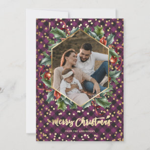 Cartes de Noël Plaid Photo Buffalo Gold Purple