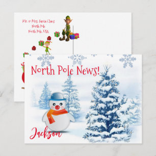 Cartes de Noël Pôle Nord Bonhomme de Neige