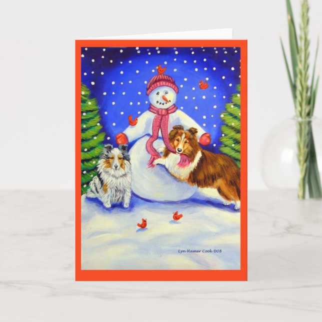 Cartes de Noël pour le chien de garde Shetland (Devant)