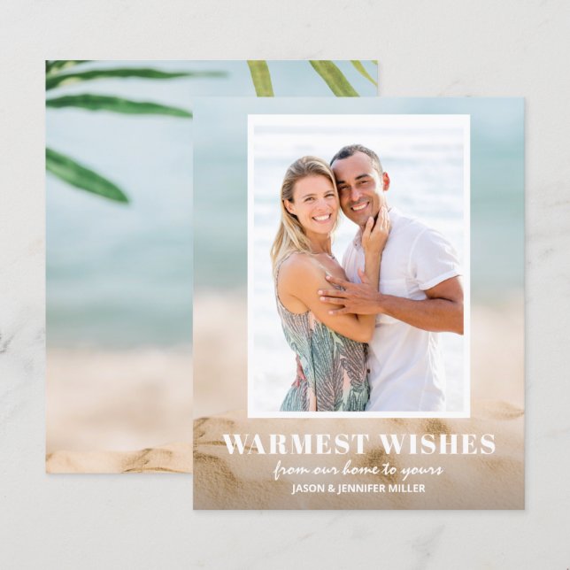 Cartes de Noël pour les photos de plage de sable e (Devant / Derrière)