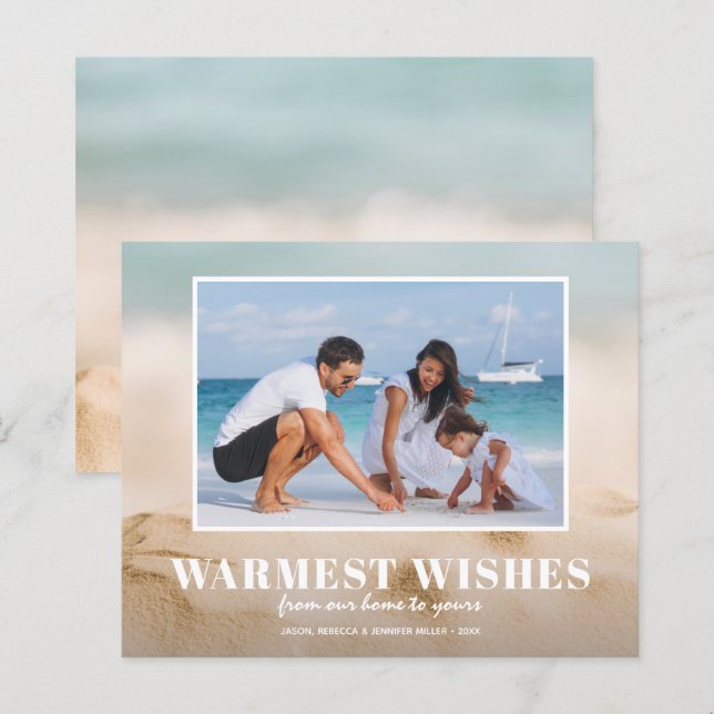 Cartes de Noël pour les photos de plage de sable e (Devant / Derrière)