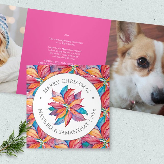 Cartes de Noël rose Année d'examen (Personalized Christmas card designs )