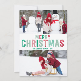 Cartes de Noël rouges et vertes avec trois images