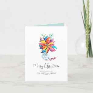 Cartes de Noël Rustique coloré Poinsettia
