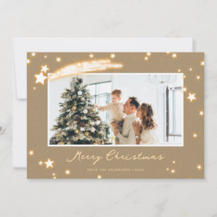 Cartes de Noël Rustique Kraft Sparkly Star Photo