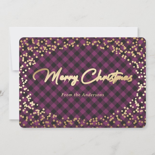 Cartes de Noël simples en or mauve (Devant)