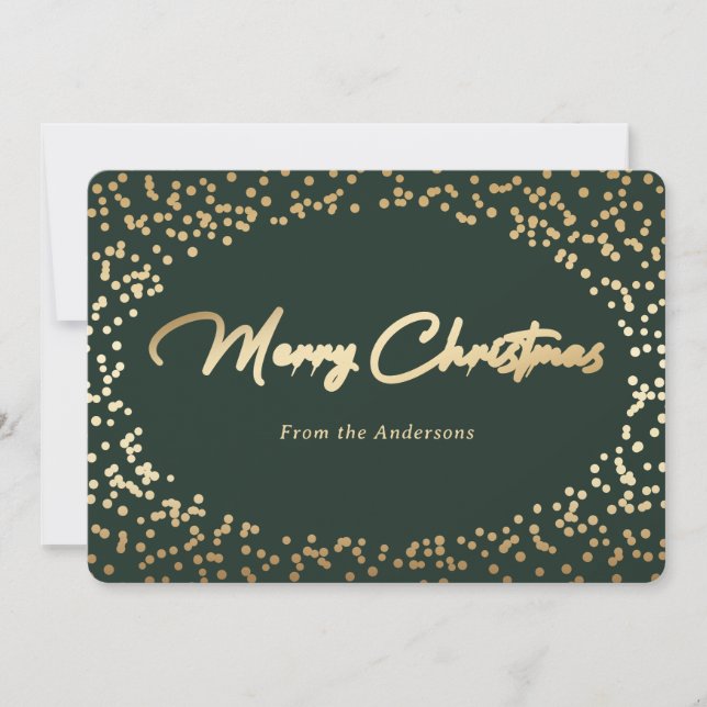 Cartes de Noël simples Green et Gold Foil (Devant)