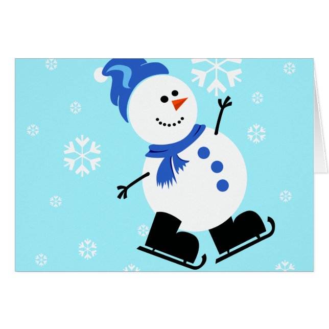 Cartes de Noël Snowman customisées (Devant horizontal)