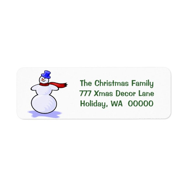 Cartes de Noël Snowman Retourner Adresse Stickers (Devant)