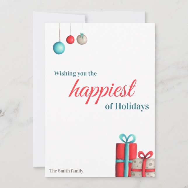 Cartes de Noël Turquoise et Rouge (Devant)