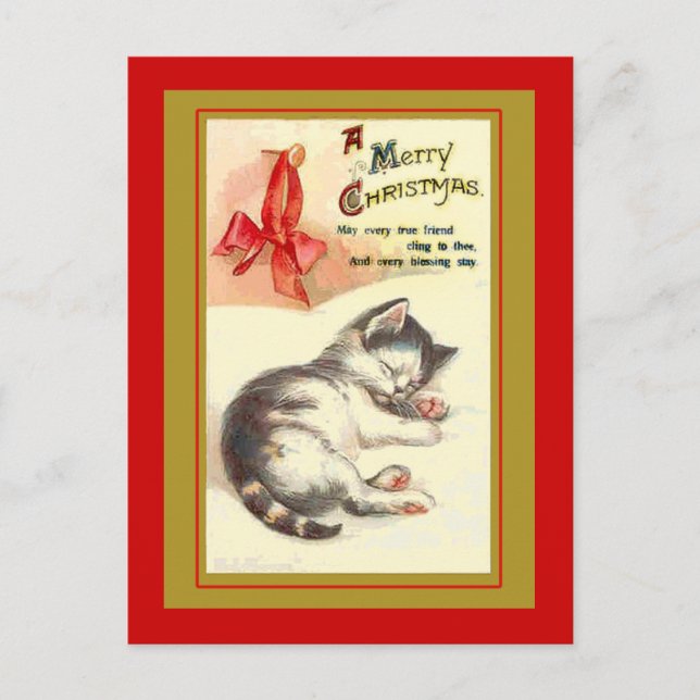 Cartes de Noël Vintage Sweet Kitten (Devant)