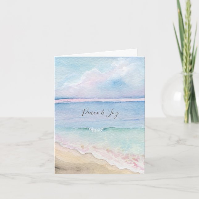 Cartes de Noël Watercolor Coastal | Verset bibliqu (Devant)