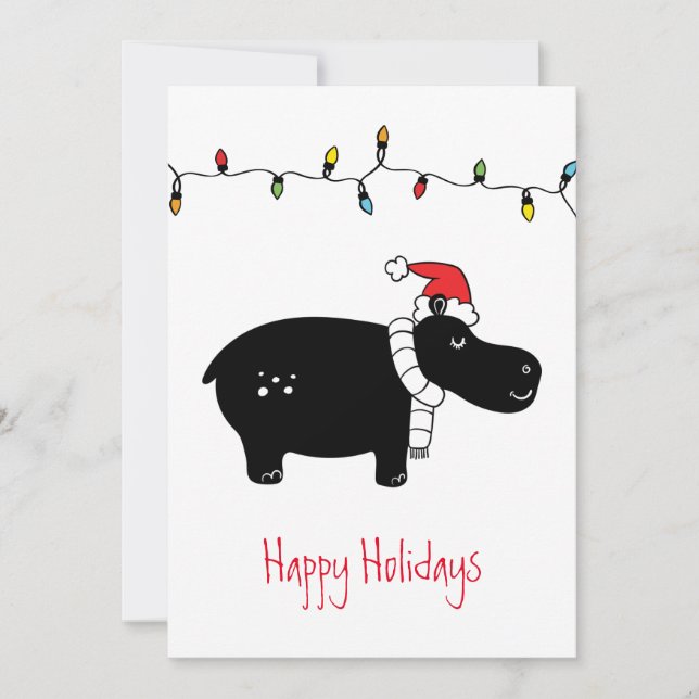 Cartes de Noël Whimsical Hippo (Devant)