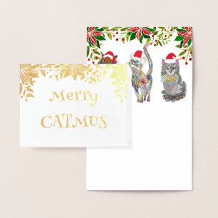 Cartes de Noël Whimssical Merry Catmus Cats