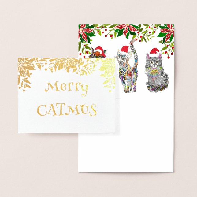 Cartes de Noël Whimssical Merry Catmus Cats (Affichage)