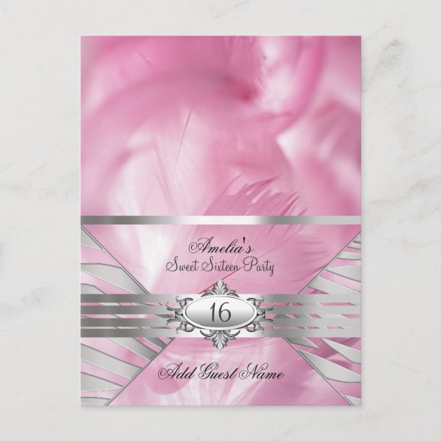 Cartes de nom client Pink Sweet 16 (Devant)