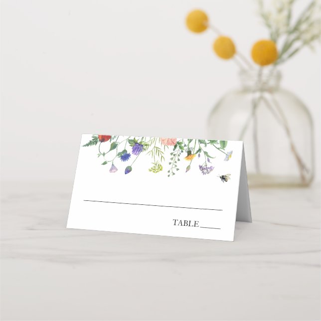 Cartes de nom de lieu Fleurs sauvages et abeilles  (Devant)