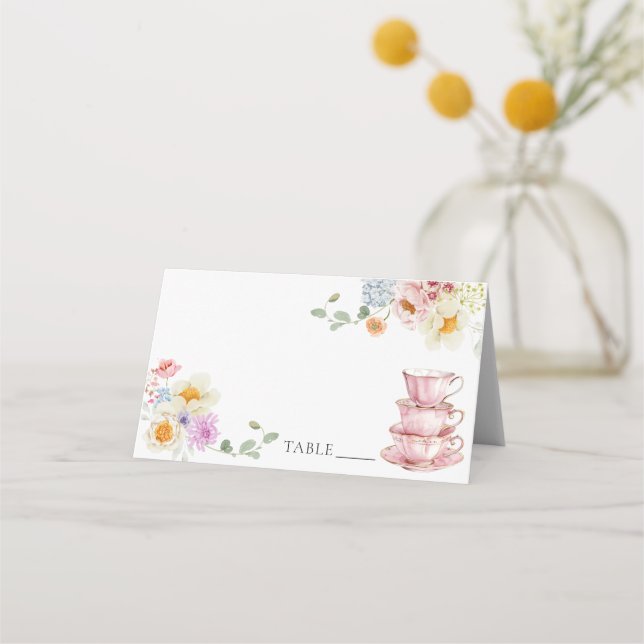 Cartes de nom de lieu pour la fête du thé aux fleu (Devant)