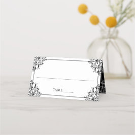 Cartes de nom de mariage élégantes | Nadine (Noir)