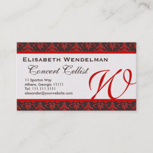 Cartes de nom du musicien Brown rouge et riche