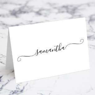 Cartes de nom personnalisées Black Girly Swash