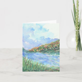 cartes de note de blanc d'aquarelle de paysage de
