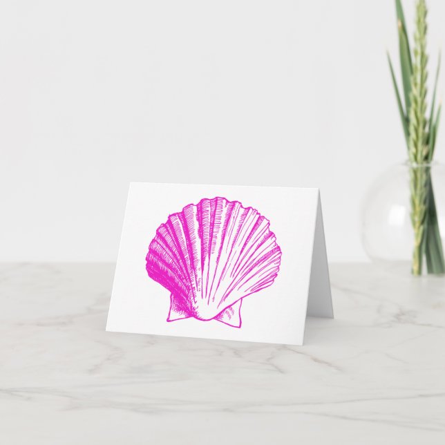 Cartes de note de Merci de Shell de mer de Fuscia (Devant)