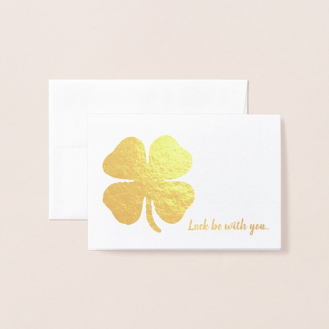 Cartes de note Gold Foil Shamrock Lucky (Devant avec enveloppe)