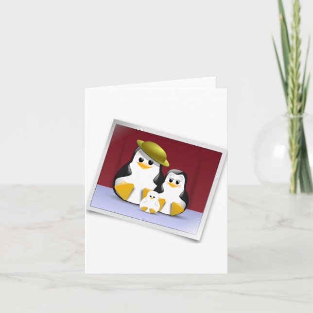 Cartes de note heureuses de pingouins (Devant)