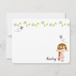 Cartes de note personnalisées de petite fille de