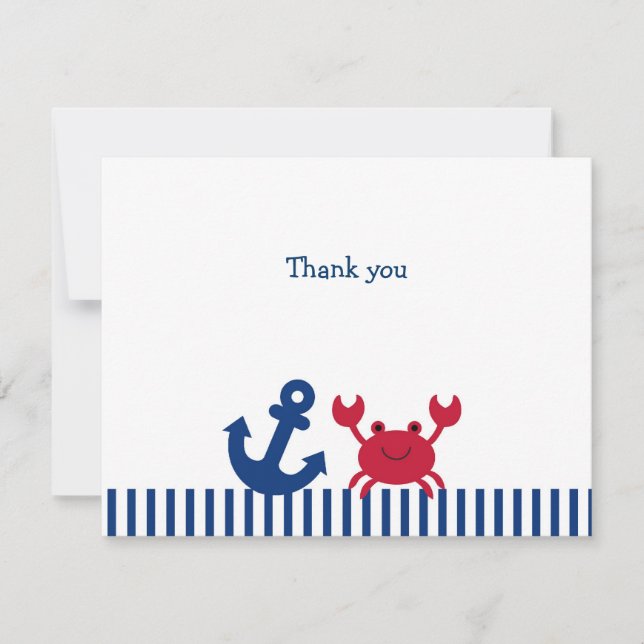 Cartes de note plates de Merci de crabe nautique (Devant)
