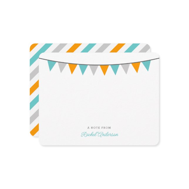 Cartes de note plates de monogramme moderne (Devant/Arrière en situation)