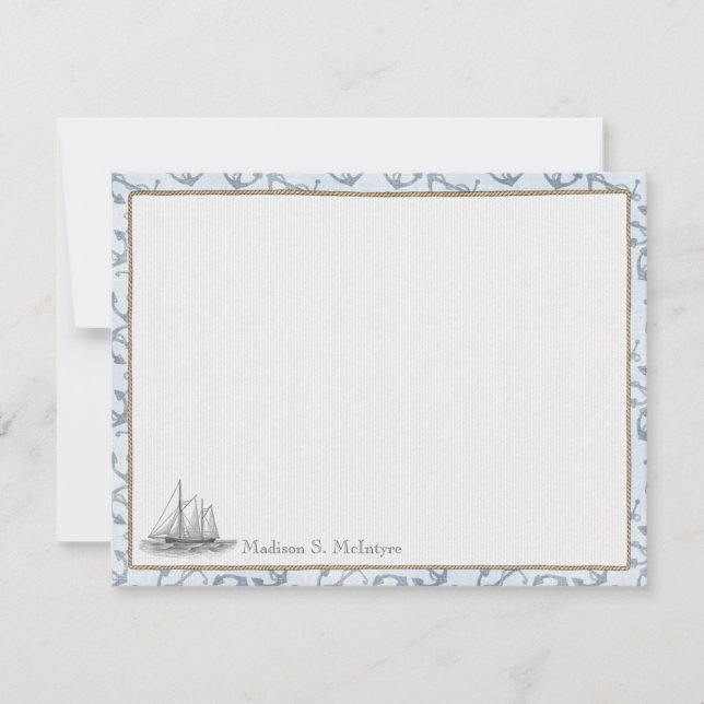 Cartes de note plates personnalisées nautiques - (Devant)