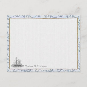 Cartes de note plates personnalisées nautiques -