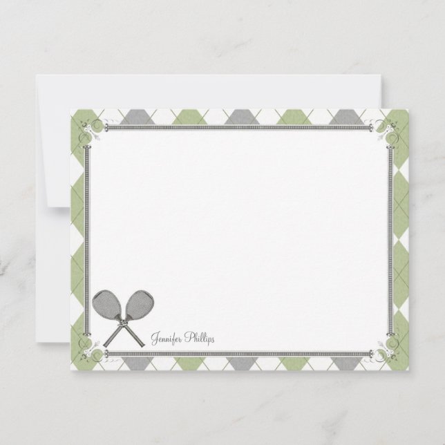 Cartes de note plates personnalisées par tennis (Devant)