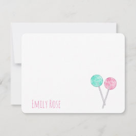 Cartes de notes aquarelles personnalisées sucettes