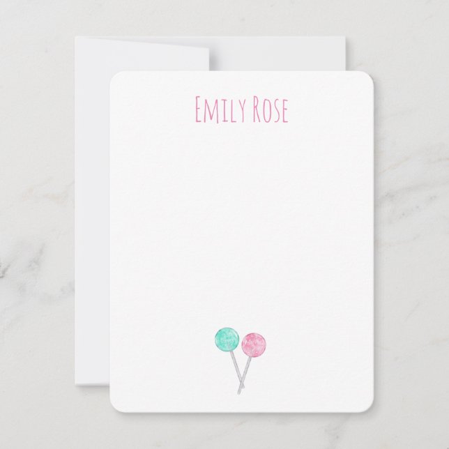 Cartes de notes aquarelles personnalisées sucettes (Devant)