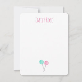 Cartes de notes aquarelles personnalisées sucettes