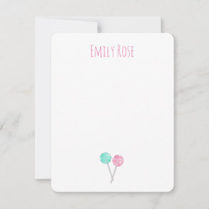 Cartes de notes aquarelles personnalisées sucettes