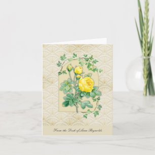 Cartes de notes Art déco des Roses Jaunes