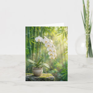 Cartes de notes aux orchidées blanches et bambou