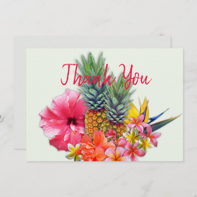 Cartes de notes blanches du Merci de bouquet hawaï (Devant / Derrière)